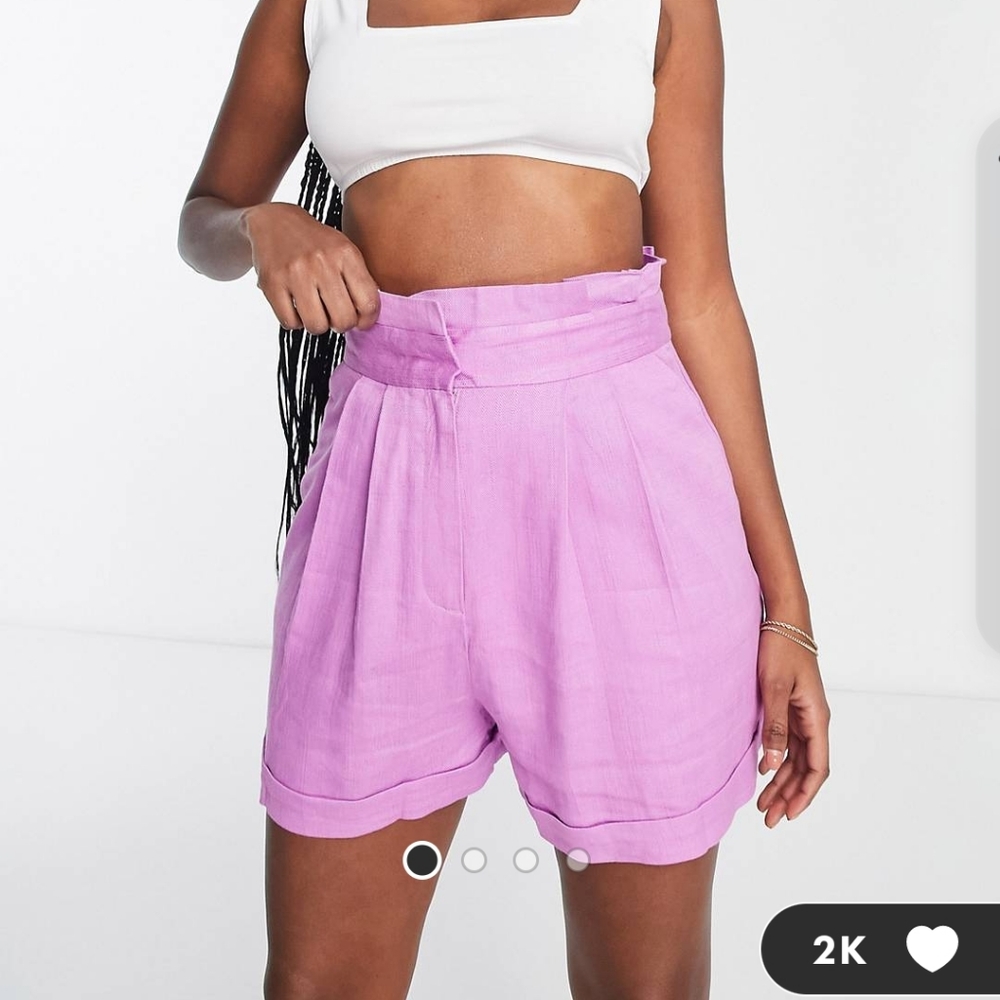 Asos Design Pink/Lilac Linen paperbag shorts